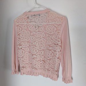 Baby pink women's cardigan lace back